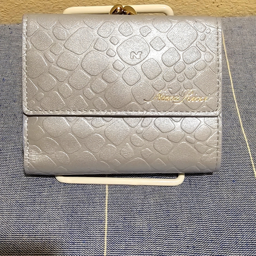 Nina Ricci slate Blue wallet with kiss lock